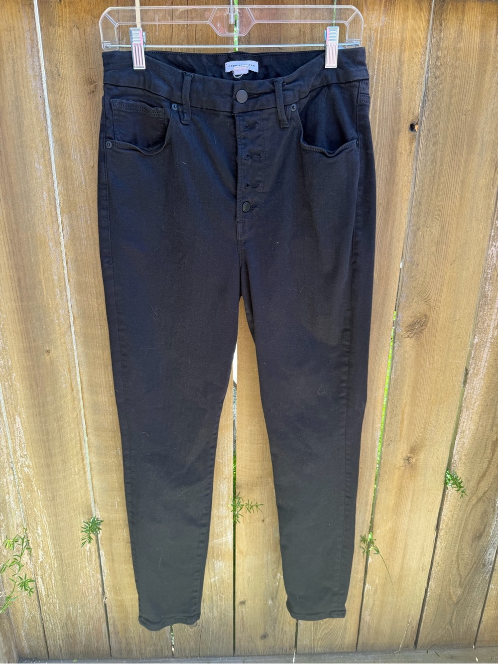 Good American‎ Slim Button-Fly Jeans in Black Womens 12/31
